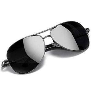 Simsco Polarized Aviator Black Sunglasses with TAC Material Sunglasses For Men Latest and Sunglasses For men Stylish Wayfarer Sunglasses for Medium size