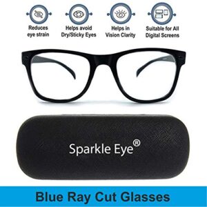 Sparkle Eye Blue Ray Cut Anti-reflection Anti-Glare UV420 Protection Men's and Women's Spectacle for Computer, Laptop, Smartphones, TV and Night Driving (Zero Power)